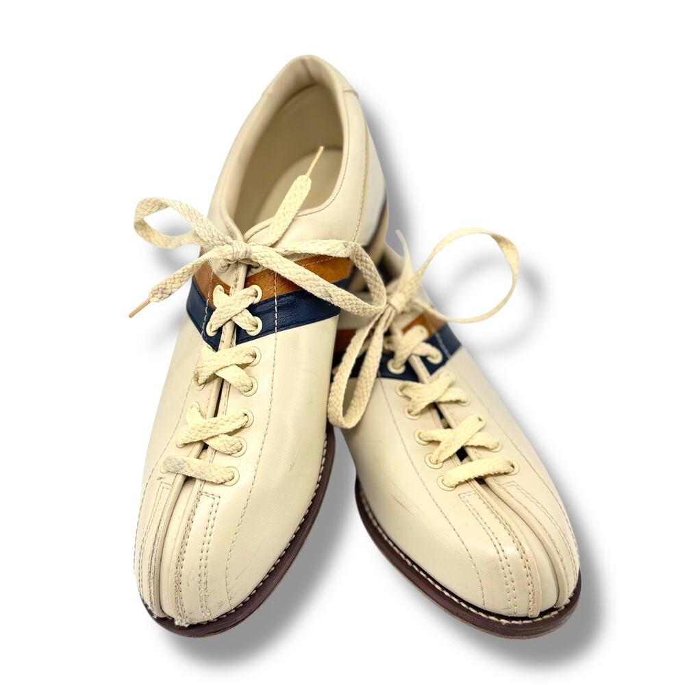 Vintage Striker Split Toe Bone Bowling Shoes Mens Size 9.5 Rockabilly Steampunk